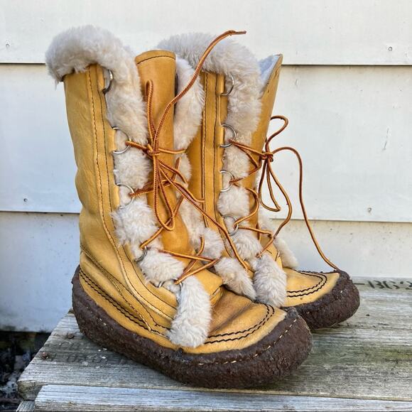 Vintage Sorel Kaufman Maple Leaf MukLuk Moccasin Sherpa Winter Boots - Picture 1 of 10